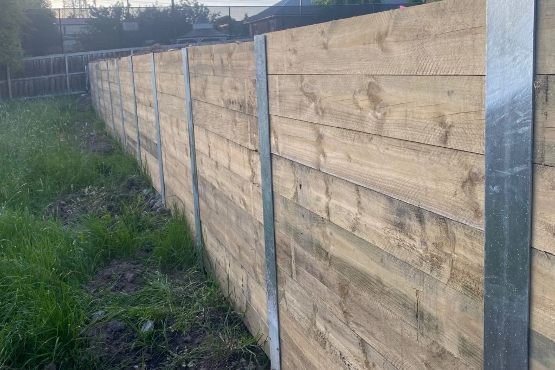 wall construction at excavation site